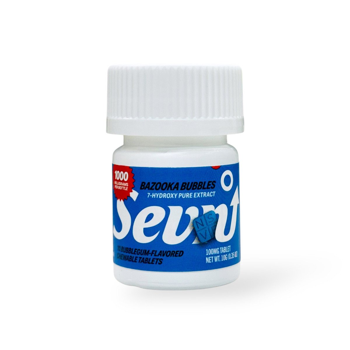 Sevn Bazooka Bubbles 100mg 7-OH bubblegum chewable tablet
