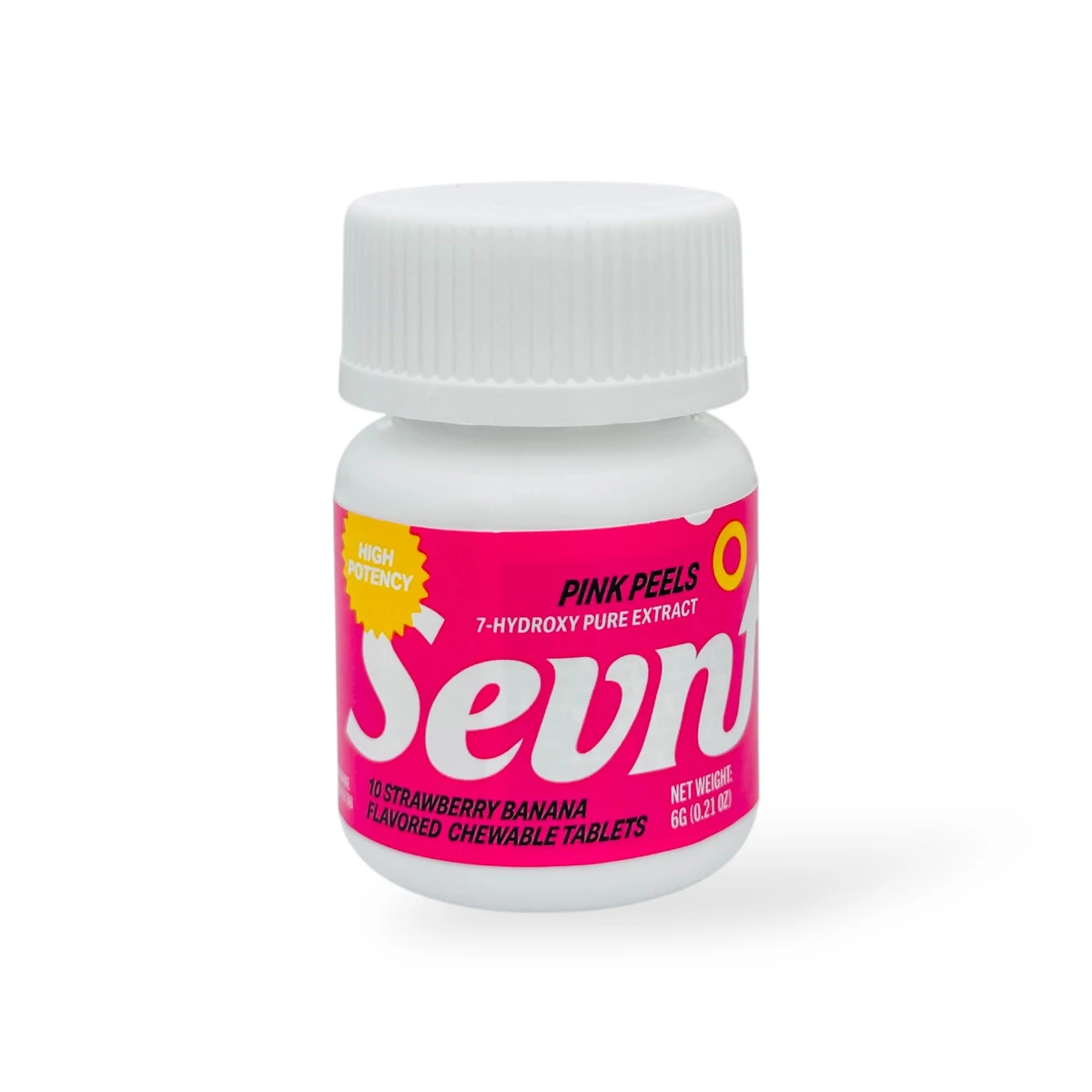 SEVN Pink Peels 35mg 7-OH Strawberry Banana chewable tablets