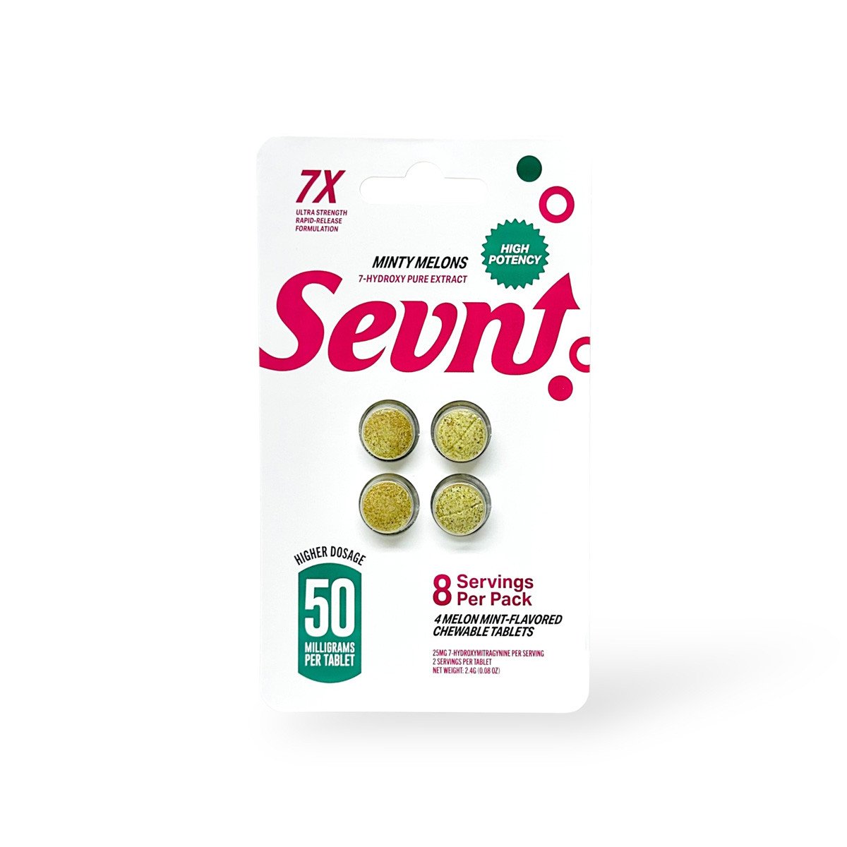 SEVN Minty Melons 50mg 7-Hydroxy chewable tablet